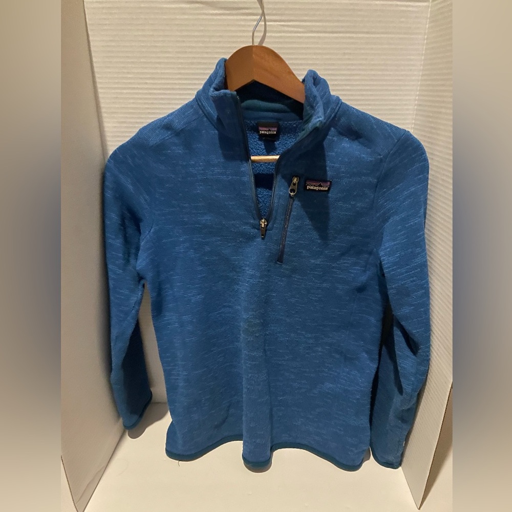 Teen Boy Patagonia Better Sweater Boys large Zip Blue Fleece Pullover Outdoors